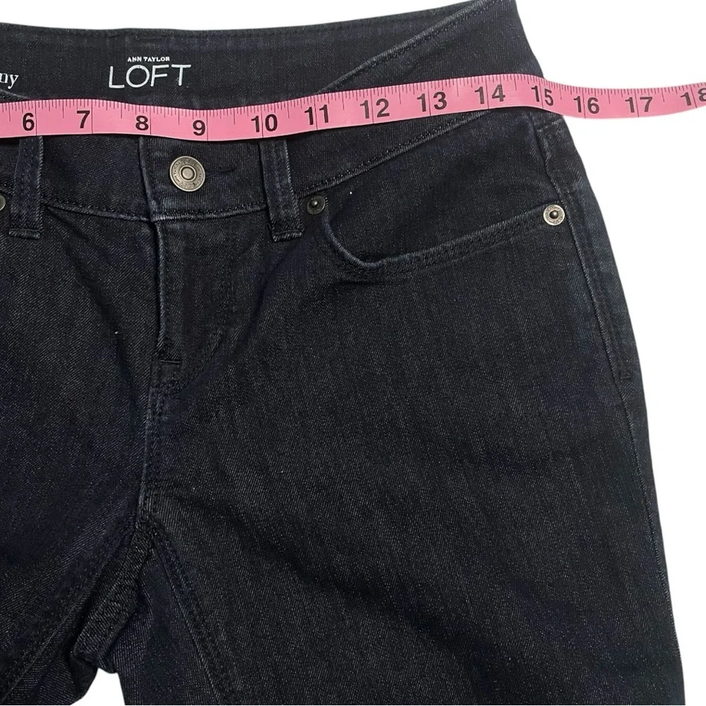 Ann Taylor Loft EUC jeans size 0 curvy skinny dark blue wash 5 pocket styling - Picture 9 of 13